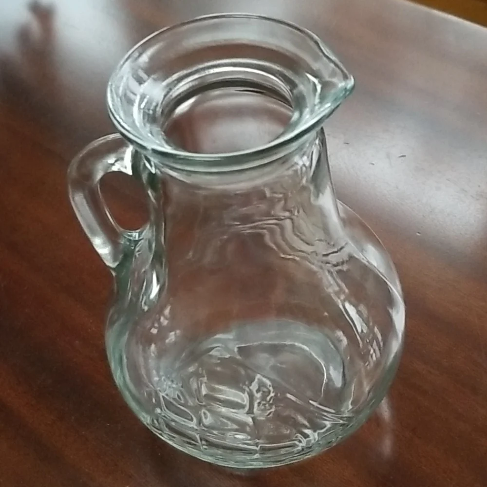 VTG. Clear Glass Pitcher w Clipper Ship Embossed